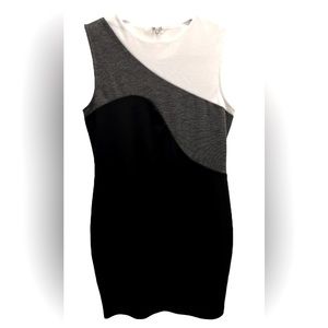 Mossimo Black, White, & Grey, Color Blocked, Sleeveless, Bodycon Dress